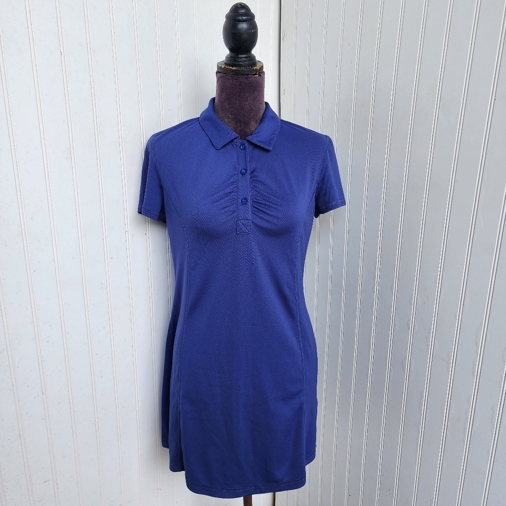Reel Legends Keep It Cool 1/4 Button Up  Short Sleeve Dress Royal Blue Sz M